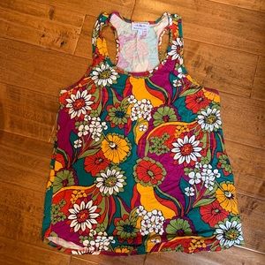 NWOT Blue Platypus retro print racer-back tank